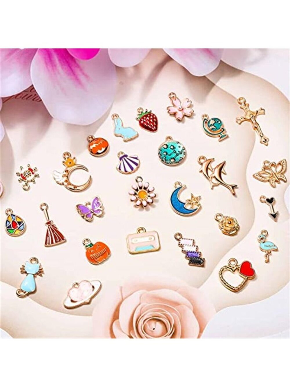400Pcs Charms for Jewelry Making, Assorted Enamel Bracelet Bangle Charms, Mixed - Picture 4 of 7